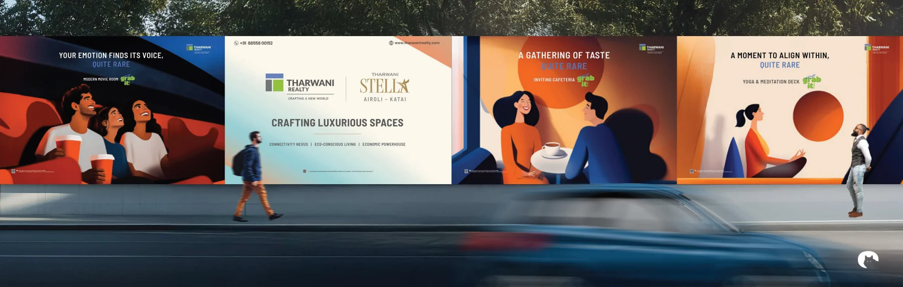 Stella: Illustrated lifestyle campaign in a transit setting